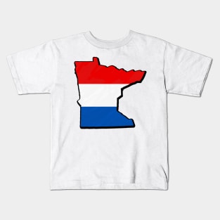 Red, White, and Blue Minnesota Outline Kids T-Shirt